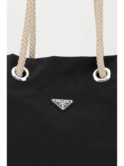 Prada Medium Mariner Re-nylon Bucket Bag In Black