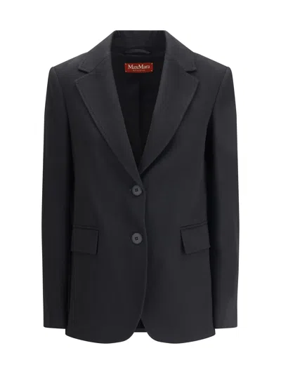 Max Mara Single-breasted Wool Broadcloth Blazer In Black