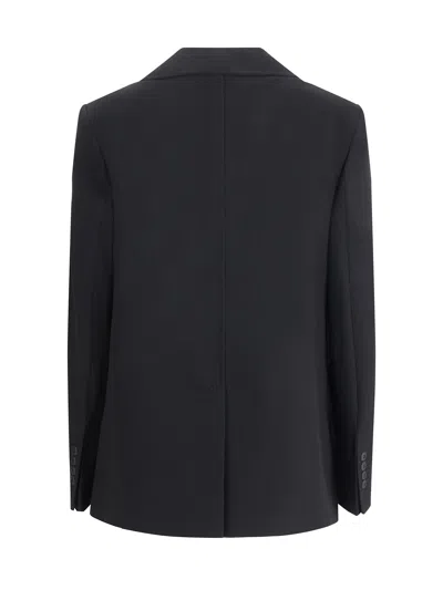 Max Mara Single-breasted Wool Broadcloth Blazer In Black