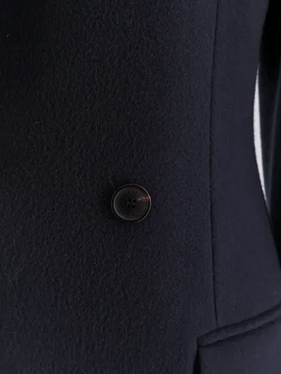 Balenciaga Women Godet Midi Double-breasted Wool Coat In Blue