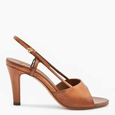 Miu Miu 85mm Sling-back Leather Sandals In Brown