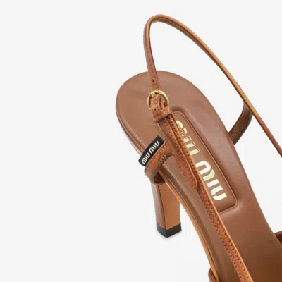 Miu Miu 85mm Sling-back Leather Sandals In Brown