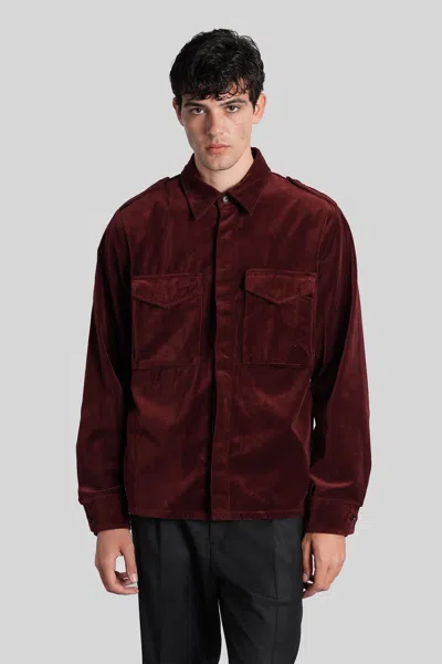 Aspesi Filed Shirt Casual Jacket In Bordeaux Cotton In Burgundy