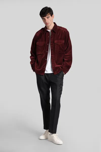 Aspesi Filed Shirt Casual Jacket In Bordeaux Cotton In Burgundy