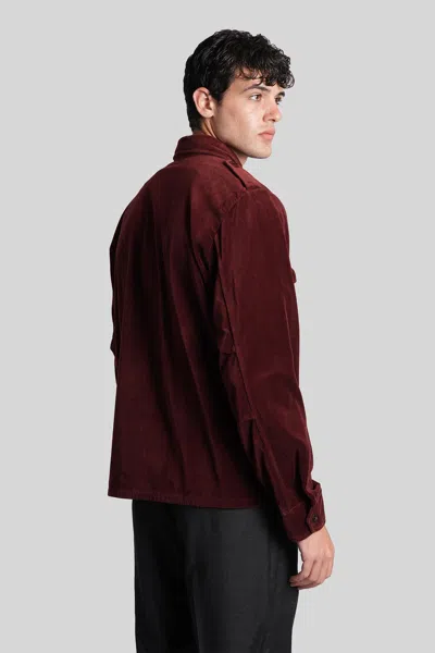 Aspesi Filed Shirt Casual Jacket In Bordeaux Cotton In Burgundy