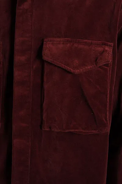 Aspesi Filed Shirt Casual Jacket In Bordeaux Cotton In Burgundy
