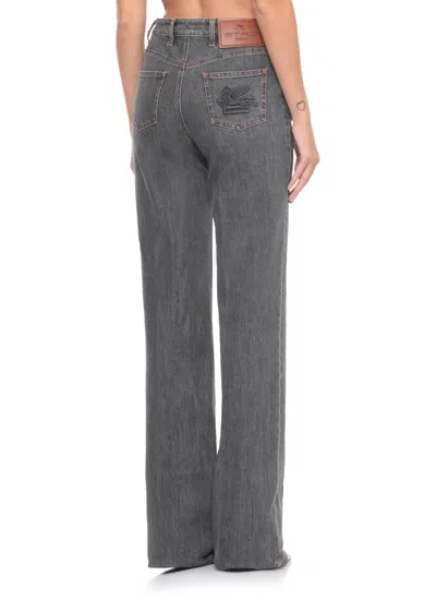 Etro Jeans With Embroidery In Gray