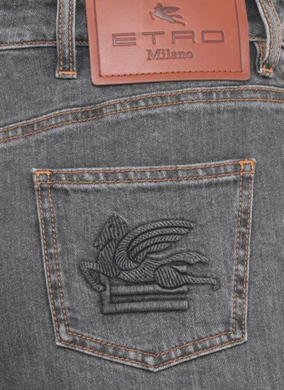 Etro Jeans With Embroidery In Gray