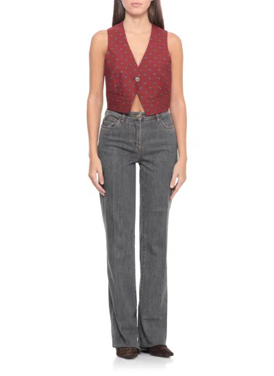 Etro Patterned Single-buttoned Vest In Purple