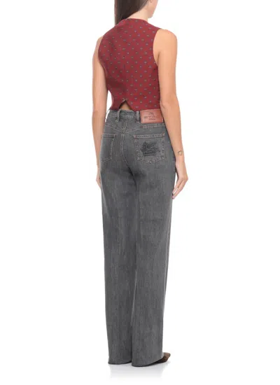 Etro Patterned Single-buttoned Vest In Purple