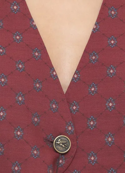 Etro Patterned Single-buttoned Vest In Purple