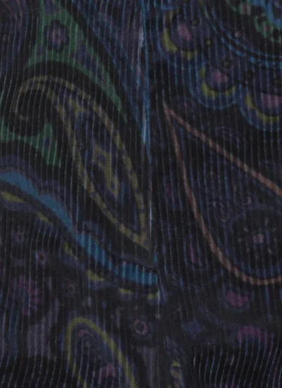 Etro Paisley-print Flared Viscose Trousers In Blue