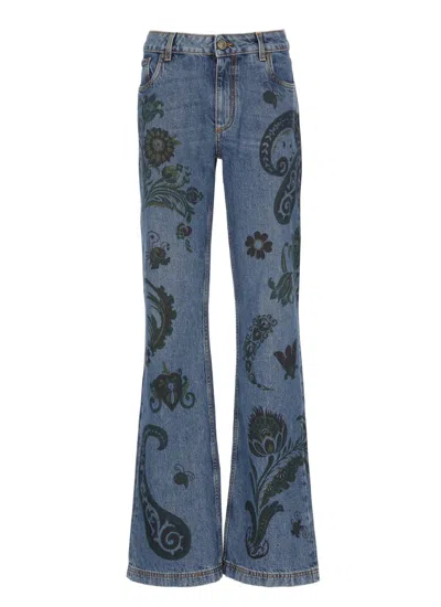 Etro Paisley Print Jeans In Multi