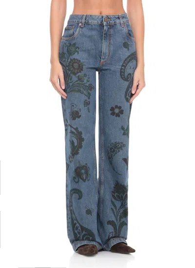 Etro Paisley Print Jeans In Multi