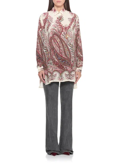 Etro Paisley Print Silk Shirt With Collared Neck In Multi
