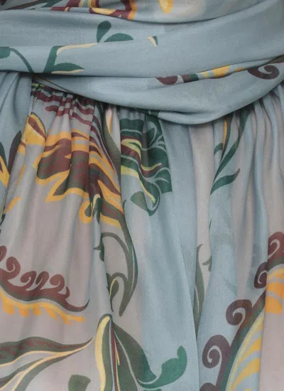 Etro Floral Long Sleeve Loose Fit Top In Blue