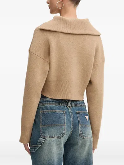 Hugo Boss Zip-neck Sweater In Brown