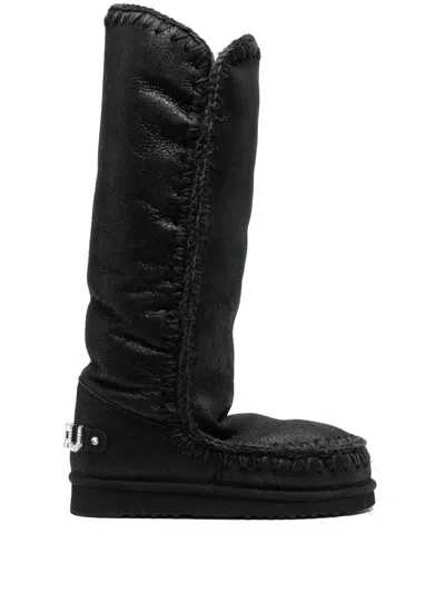 Mou Eskimo 40 Rhinestone-logo Boots In Black