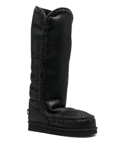 Mou Eskimo 40 Rhinestone-logo Boots In Black