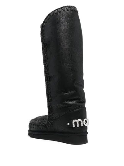 Mou Eskimo 40 Rhinestone-logo Boots In Black