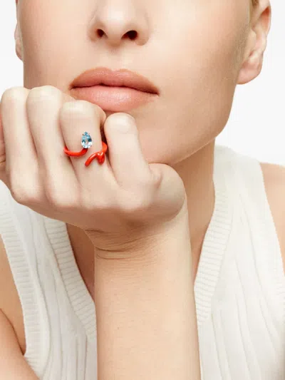 Bea Bongiasca 9k Yellow Gold Baby Vine Topaz Ring In Red