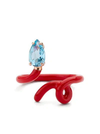 Bea Bongiasca 9k Yellow Gold Baby Vine Topaz Ring In Red