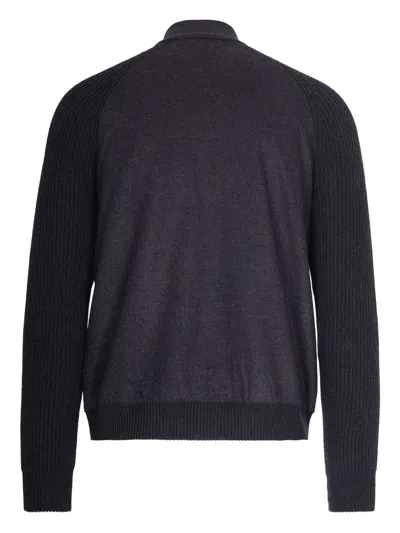 Eleventy Wool Jacket With High Collar And Ribbed Details In Black