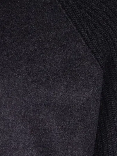 Eleventy Wool Jacket With High Collar And Ribbed Details In Black