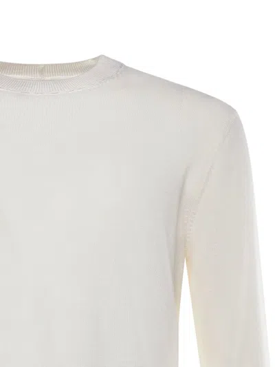 Eleventy Ribbed Round-neck Sweater In White