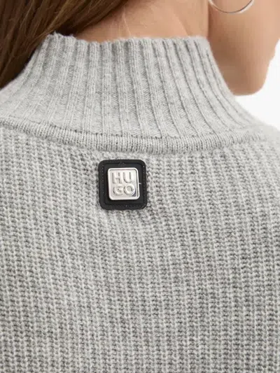Hugo Boss Cutout Roll-neck Sweater In Gray