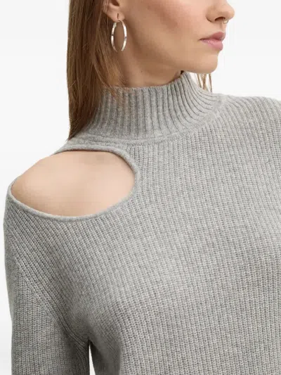 Hugo Boss Cutout Roll-neck Sweater In Gray