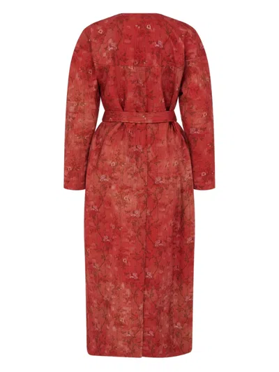 Markarian Tilda Brocade Rounded Sleeve Coat In Red