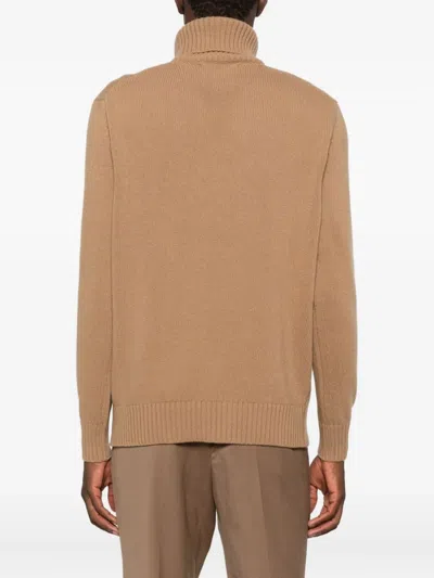 Seven Gauge Timeless Camel Knit Sweater With Smooth Texture In Nude