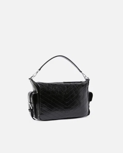 Pinko Medium Leather Cargo Bag With Pockets In Black