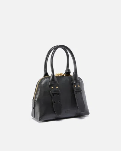 Pinko Black Leather Mini Escape Top Handle Bag