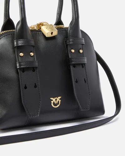 Pinko Black Leather Mini Escape Top Handle Bag