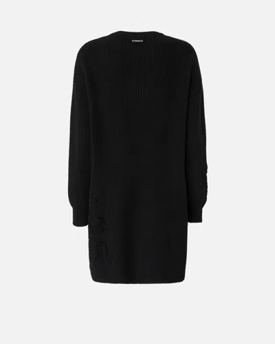 Pinko Valledaosta Lace Knit Mini Dress In Black
