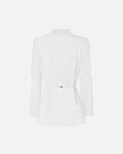 Pinko Shiny Satin Blazer With Belt And Boule In White