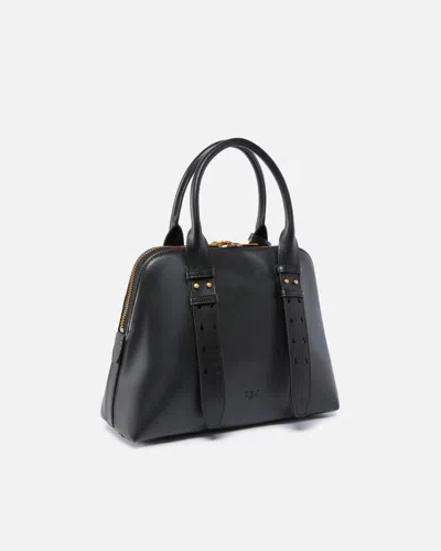 Pinko Bowling Bag Leather Shoulder Bag In Black