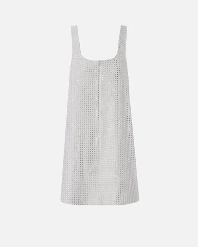 Pinko Fully Rhinestoned Mini Dress In Gray