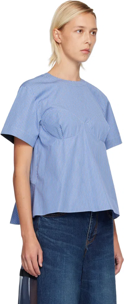 Sacai Blue Poplin T-shirt In Blue