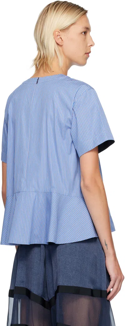 Sacai Blue Poplin T-shirt In Blue