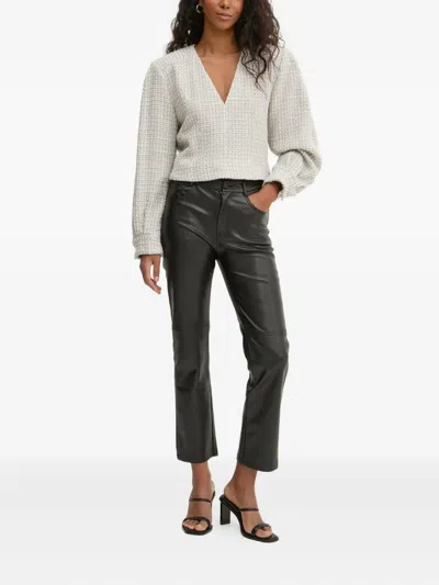 Iro Jilla V-neck Textured Blouse In Gray