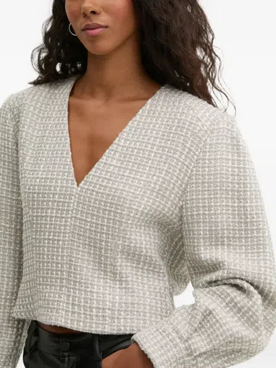 Iro Jilla V-neck Textured Blouse In Gray