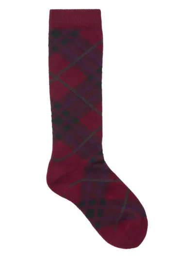 Burberry Check-pattern Socks In Red