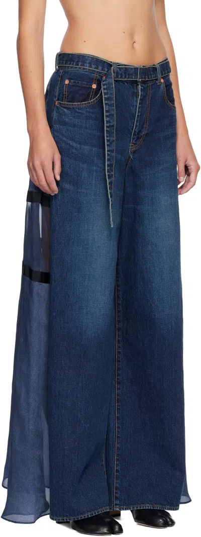 Sacai Blue Paneled Jeans In Blue