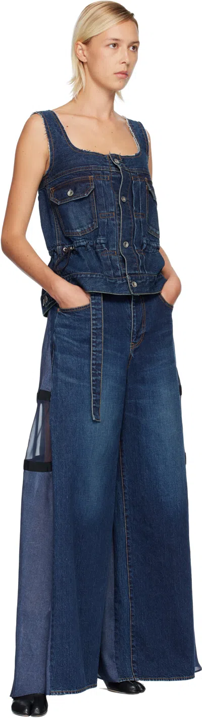 Sacai Blue Paneled Jeans In Blue