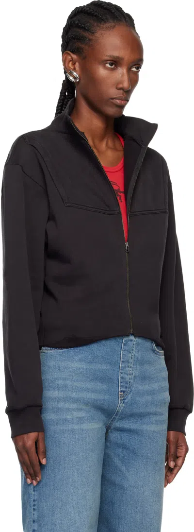 Prototypes Black Upside Down Zip Up Sweatshirt In Black