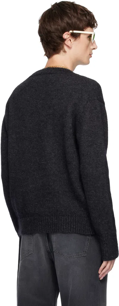 Second / Layer Gray Vexed V-neck Sweater In Black