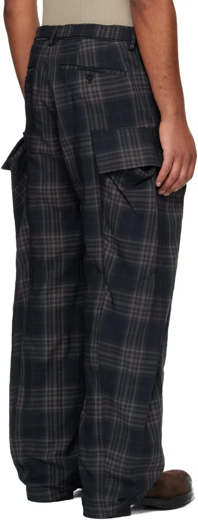 Sacai Black Plaid Cargo Pants In Black